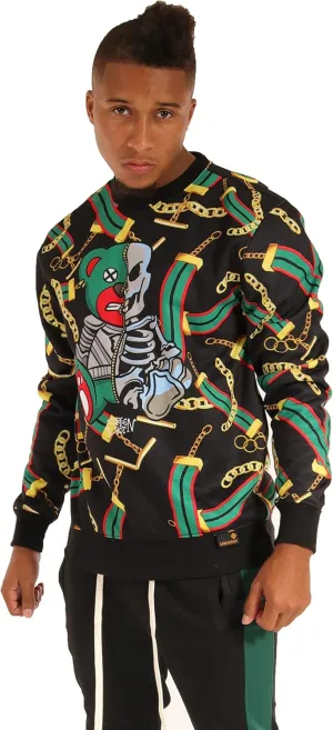 SCREENSHOT Mens Urban NYC Graffiti Hip Hop Fleece Pullover Active Fashion Crew Neck Sweatshirt Top