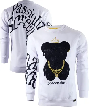 SCREENSHOT Mens Urban NYC Graffiti Hip Hop Fleece Pullover Active Fashion Crew Neck Sweatshirt Top
