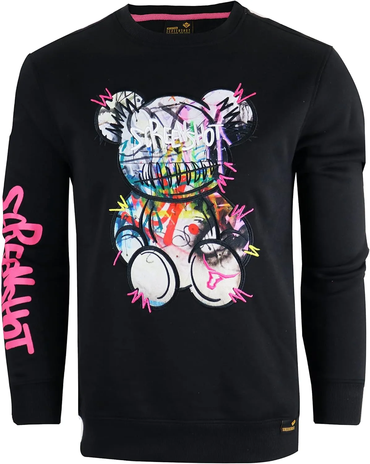SCREENSHOT Mens Urban NYC Graffiti Hip Hop Fleece Pullover Active Fashion Crew Neck Sweatshirt Top