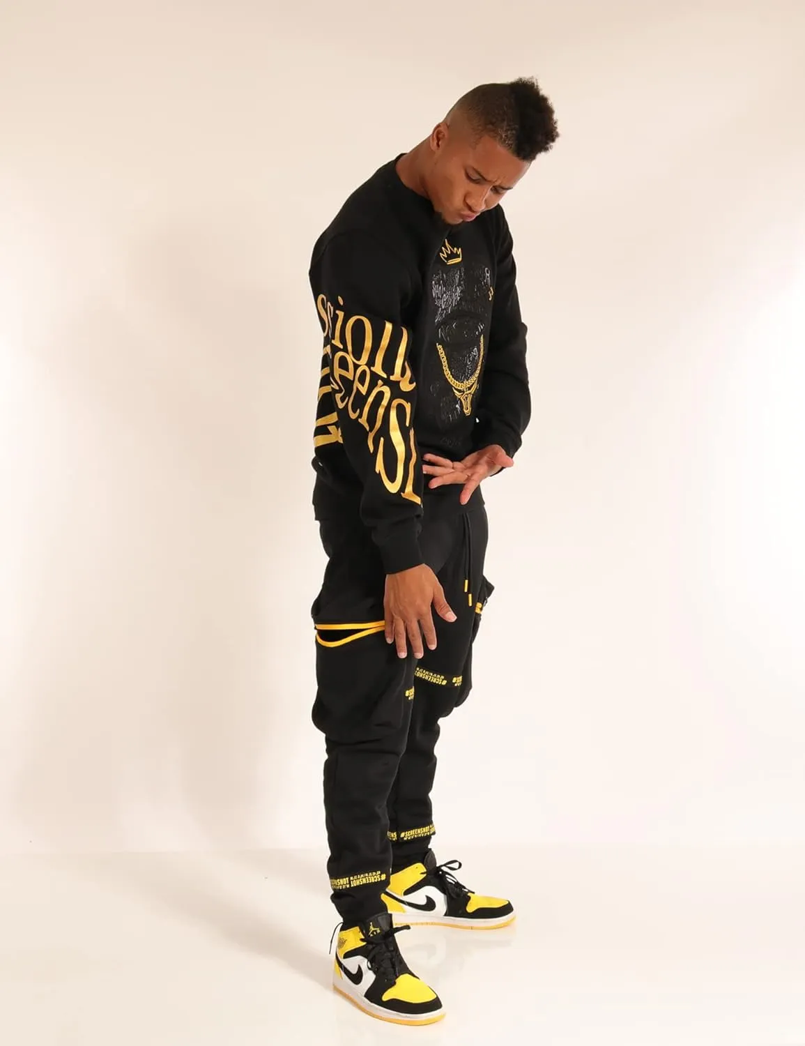 SCREENSHOT Mens Urban NYC Graffiti Hip Hop Fleece Pullover Active Fashion Crew Neck Sweatshirt Top