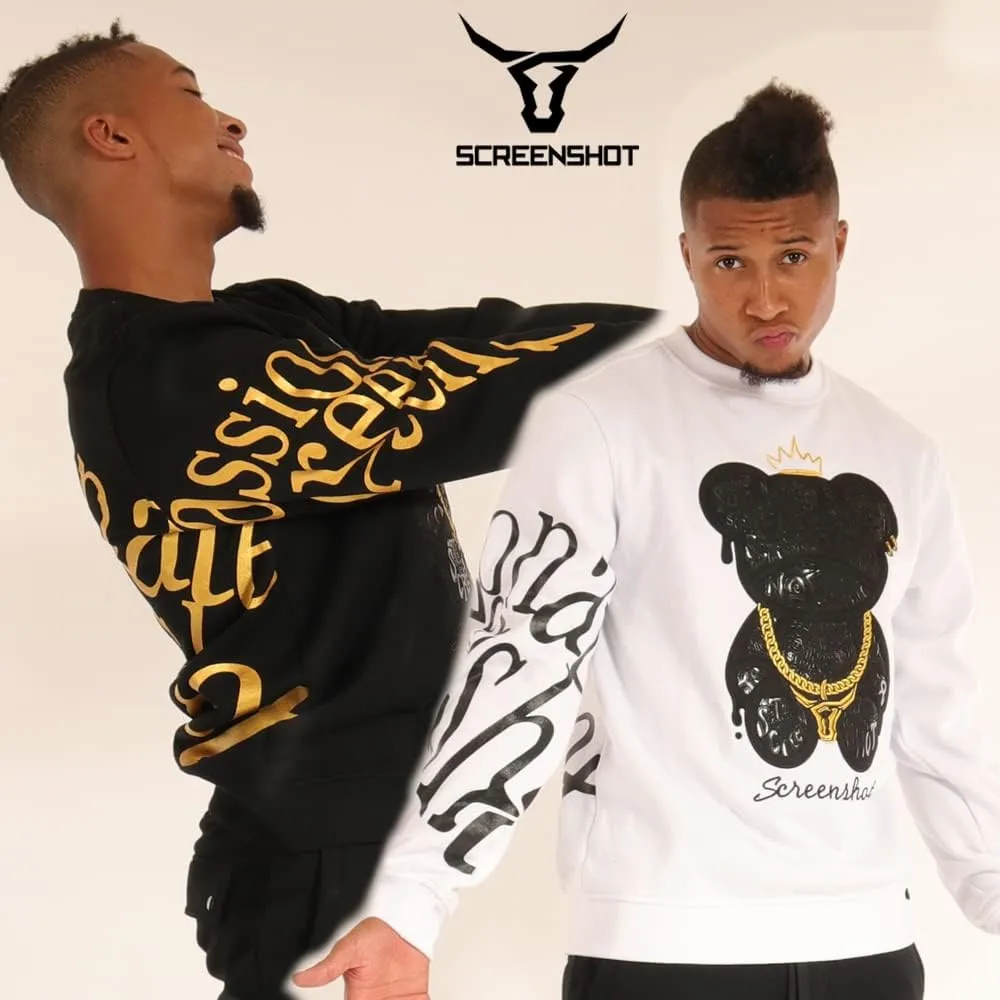 SCREENSHOT Mens Urban NYC Graffiti Hip Hop Fleece Pullover Active Fashion Crew Neck Sweatshirt Top