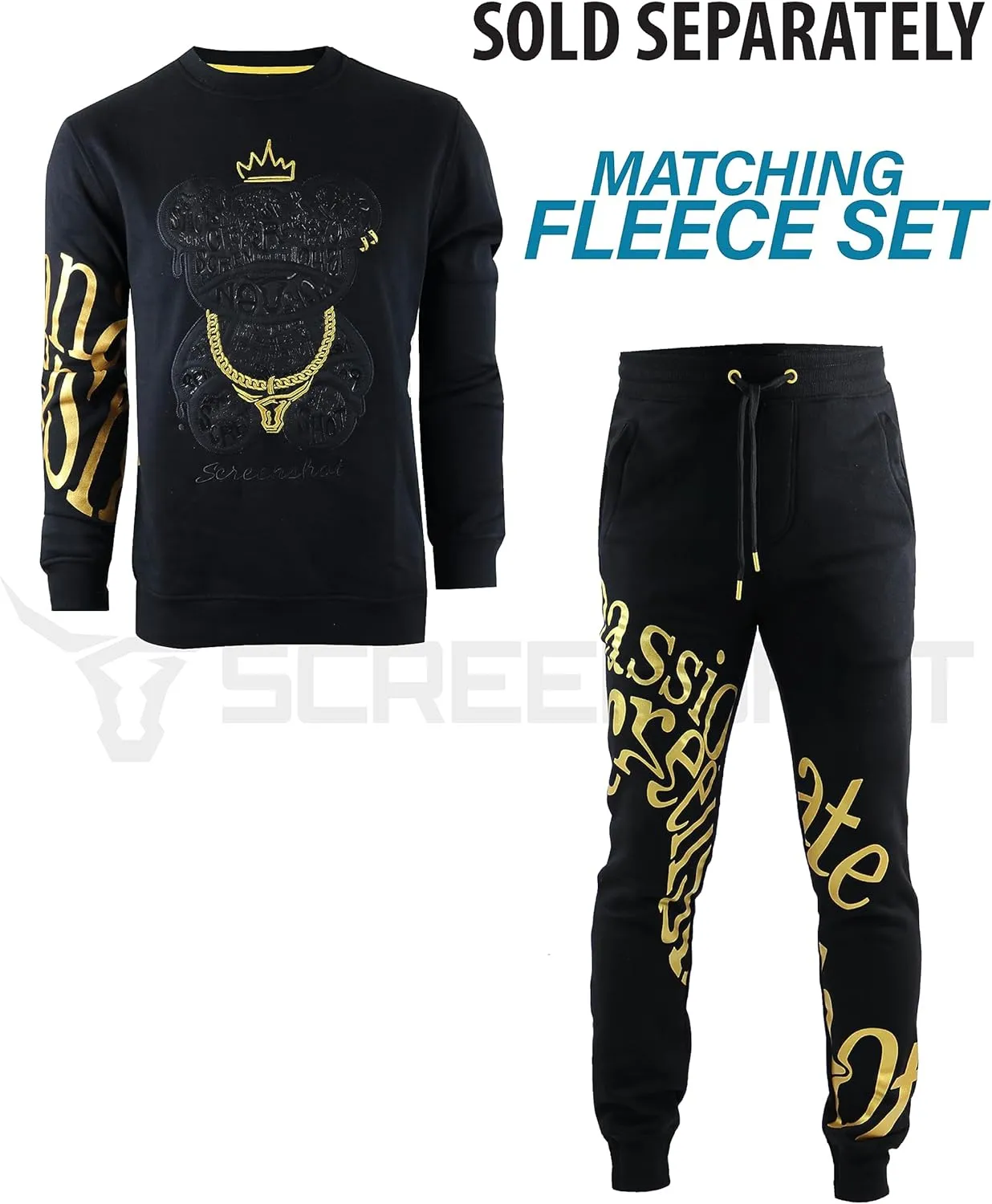 SCREENSHOT Mens Urban NYC Graffiti Hip Hop Fleece Pullover Active Fashion Crew Neck Sweatshirt Top
