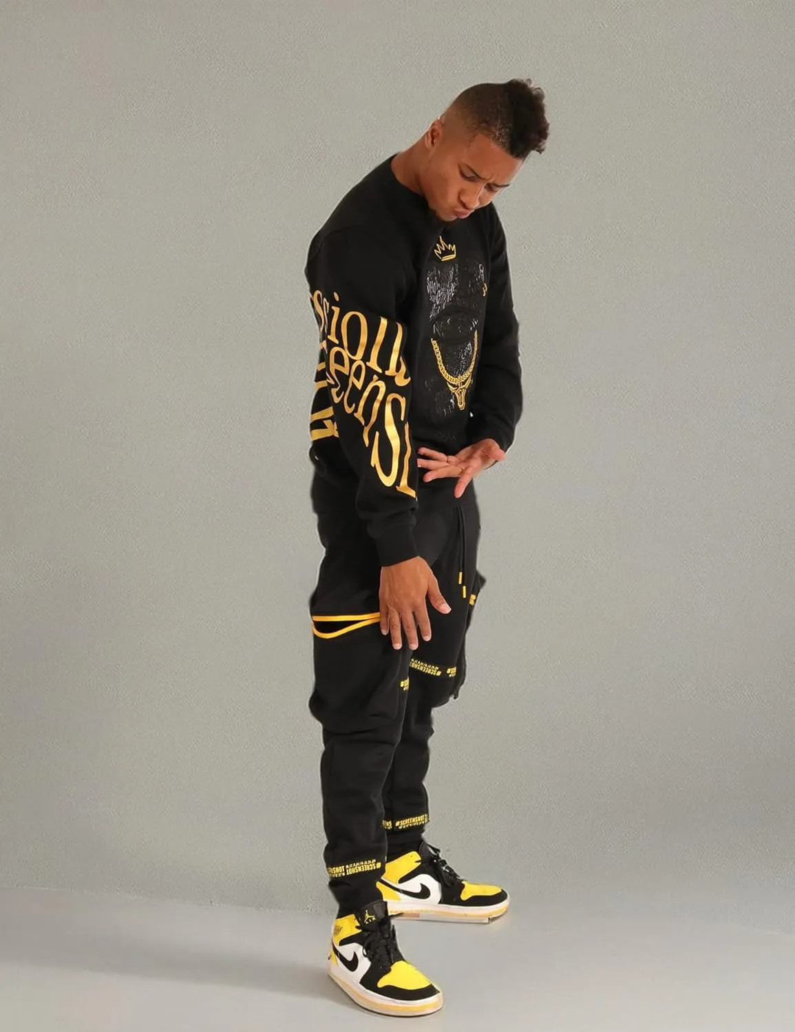SCREENSHOT Mens Urban NYC Graffiti Hip Hop Fleece Pullover Active Fashion Crew Neck Sweatshirt Top