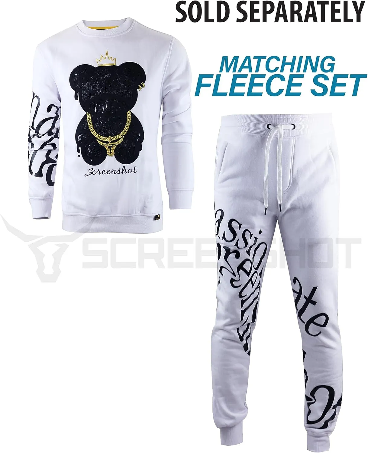 SCREENSHOT Mens Urban NYC Graffiti Hip Hop Fleece Pullover Active Fashion Crew Neck Sweatshirt Top
