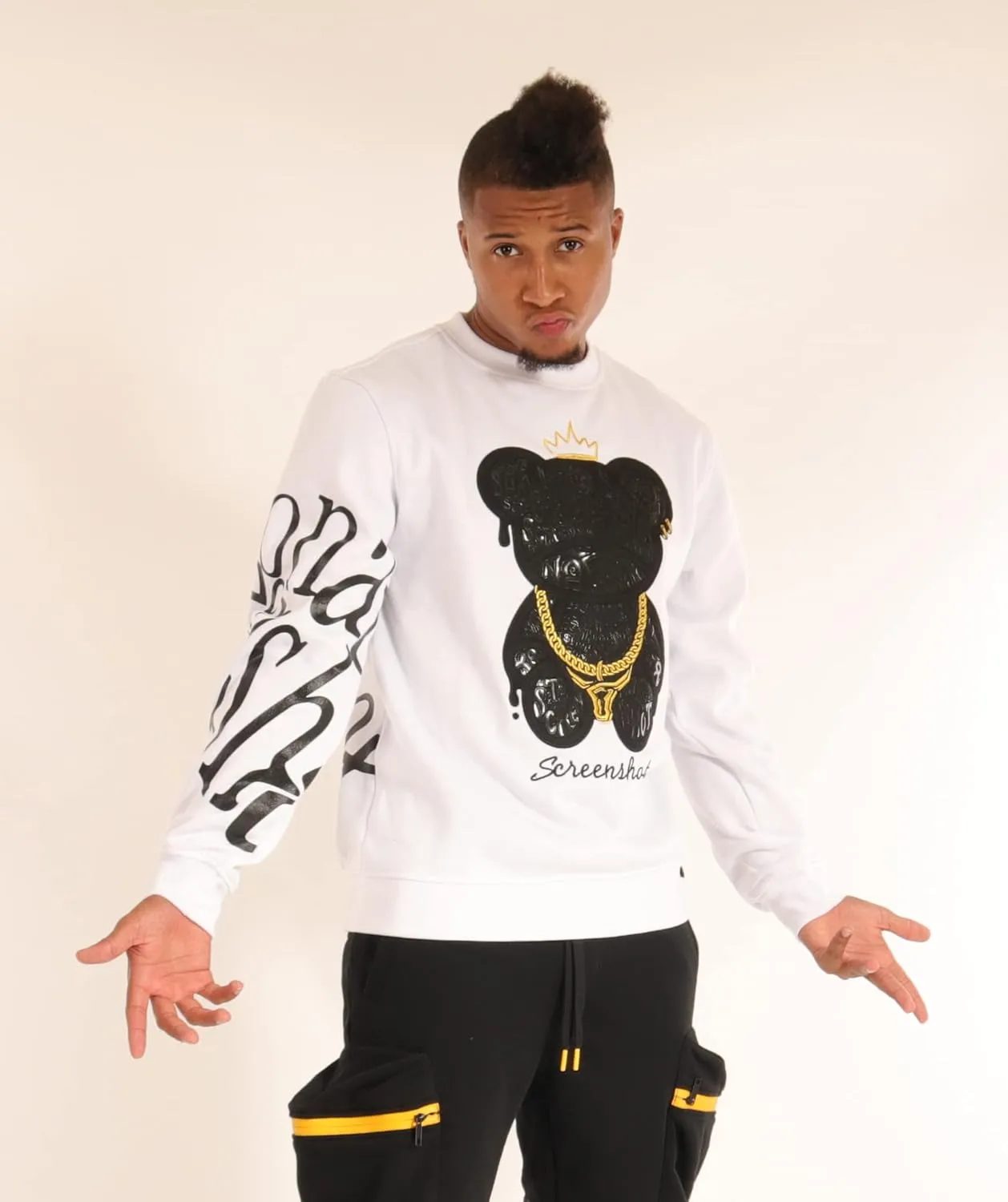 SCREENSHOT Mens Urban NYC Graffiti Hip Hop Fleece Pullover Active Fashion Crew Neck Sweatshirt Top