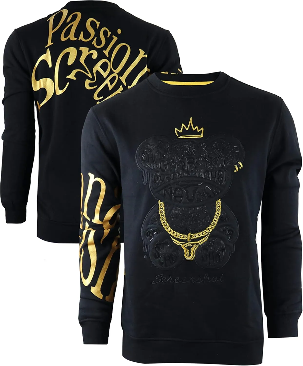 SCREENSHOT Mens Urban NYC Graffiti Hip Hop Fleece Pullover Active Fashion Crew Neck Sweatshirt Top