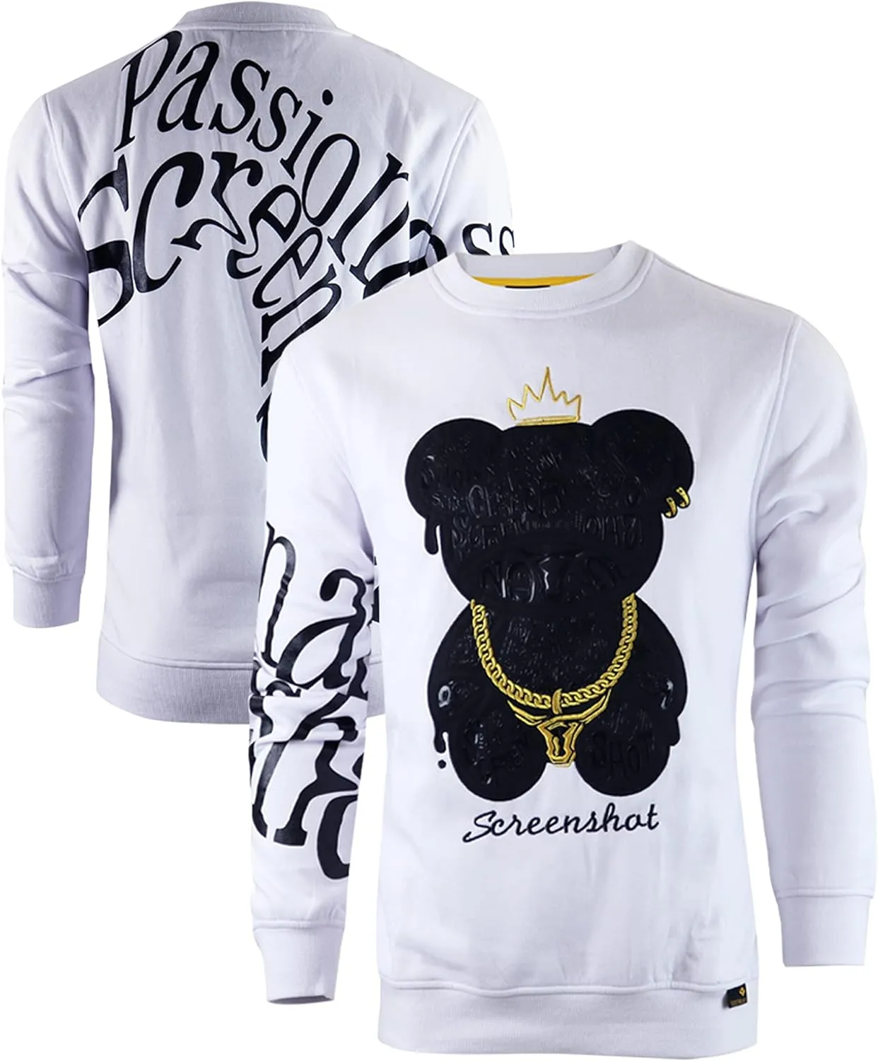 SCREENSHOT Mens Urban NYC Graffiti Hip Hop Fleece Pullover Active Fashion Crew Neck Sweatshirt Top