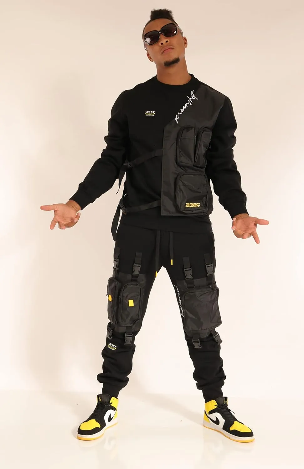 SCREENSHOT Mens Urban NYC Graffiti Hip Hop Fleece Pullover Active Fashion Crew Neck Sweatshirt Top
