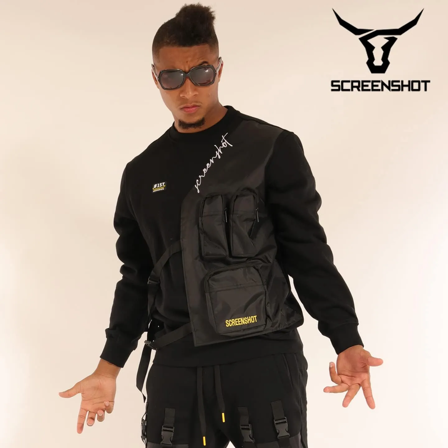 SCREENSHOT Mens Urban NYC Graffiti Hip Hop Fleece Pullover Active Fashion Crew Neck Sweatshirt Top