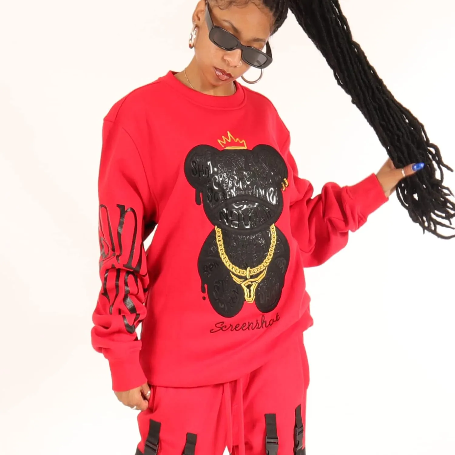 SCREENSHOT Mens Urban NYC Graffiti Hip Hop Fleece Pullover Active Fashion Crew Neck Sweatshirt Top