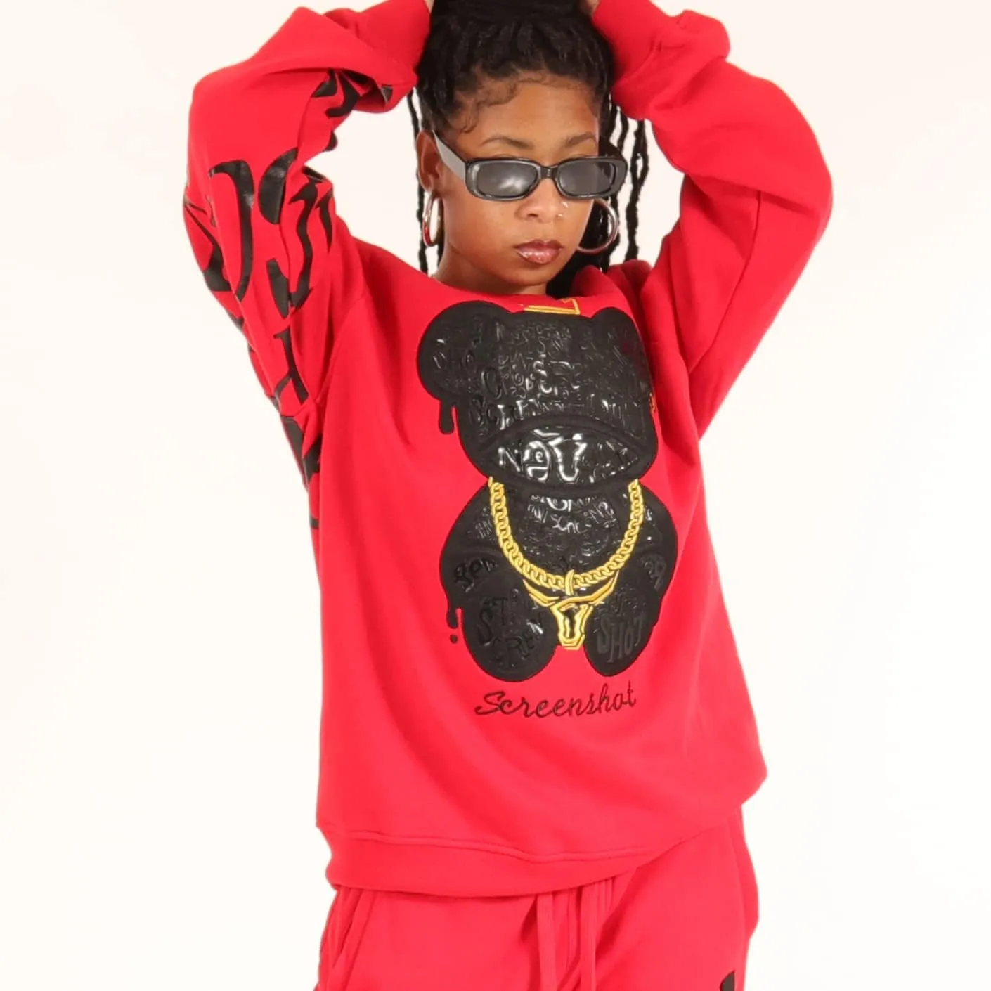 SCREENSHOT Mens Urban NYC Graffiti Hip Hop Fleece Pullover Active Fashion Crew Neck Sweatshirt Top