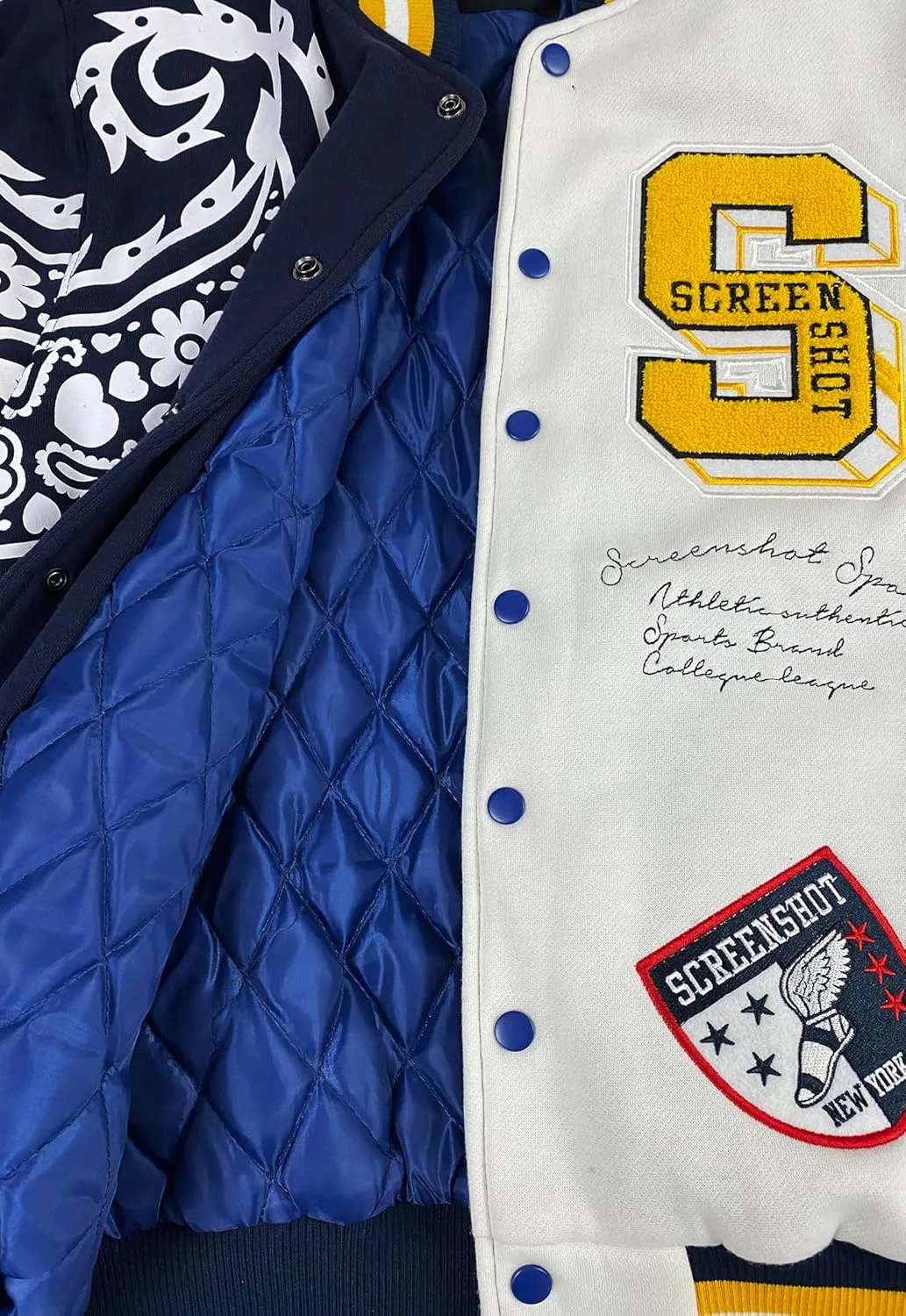 SCREENSHOT VARSITY JACKET 3202 Mens Streetwear Urban Padding Quilted Linning Heavy Fashion Jacket