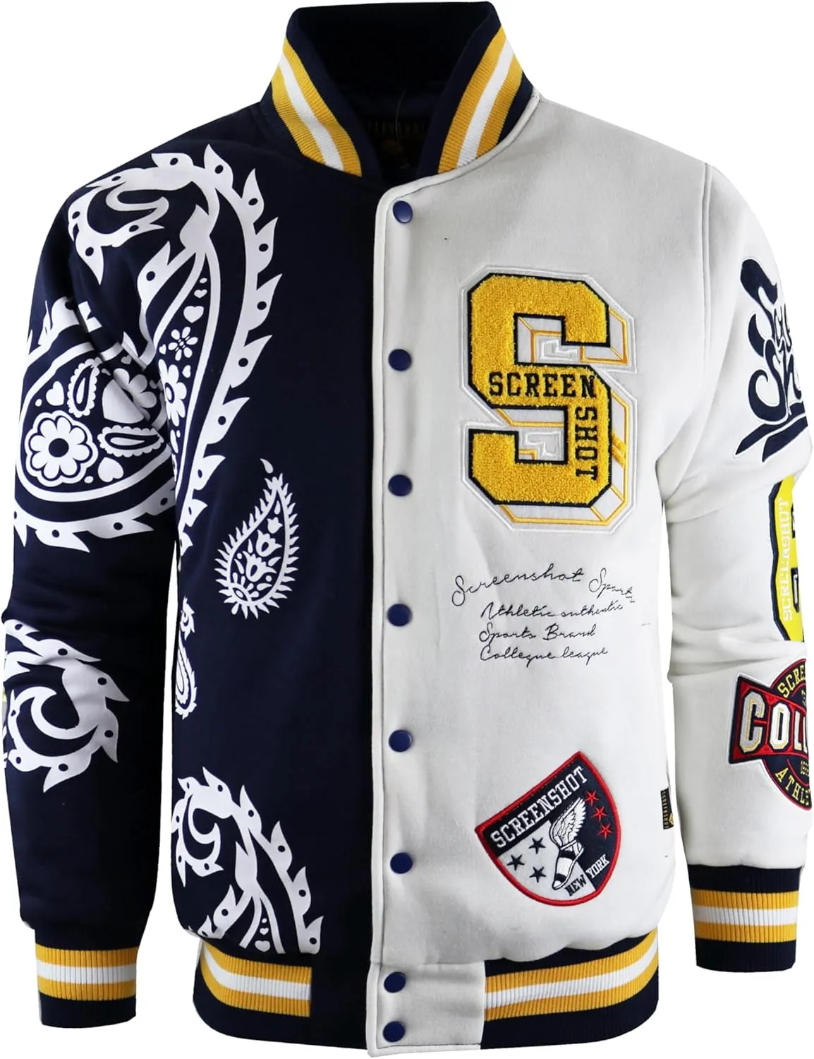 SCREENSHOT VARSITY JACKET 3202 Mens Streetwear Urban Padding Quilted Linning Heavy Fashion Jacket
