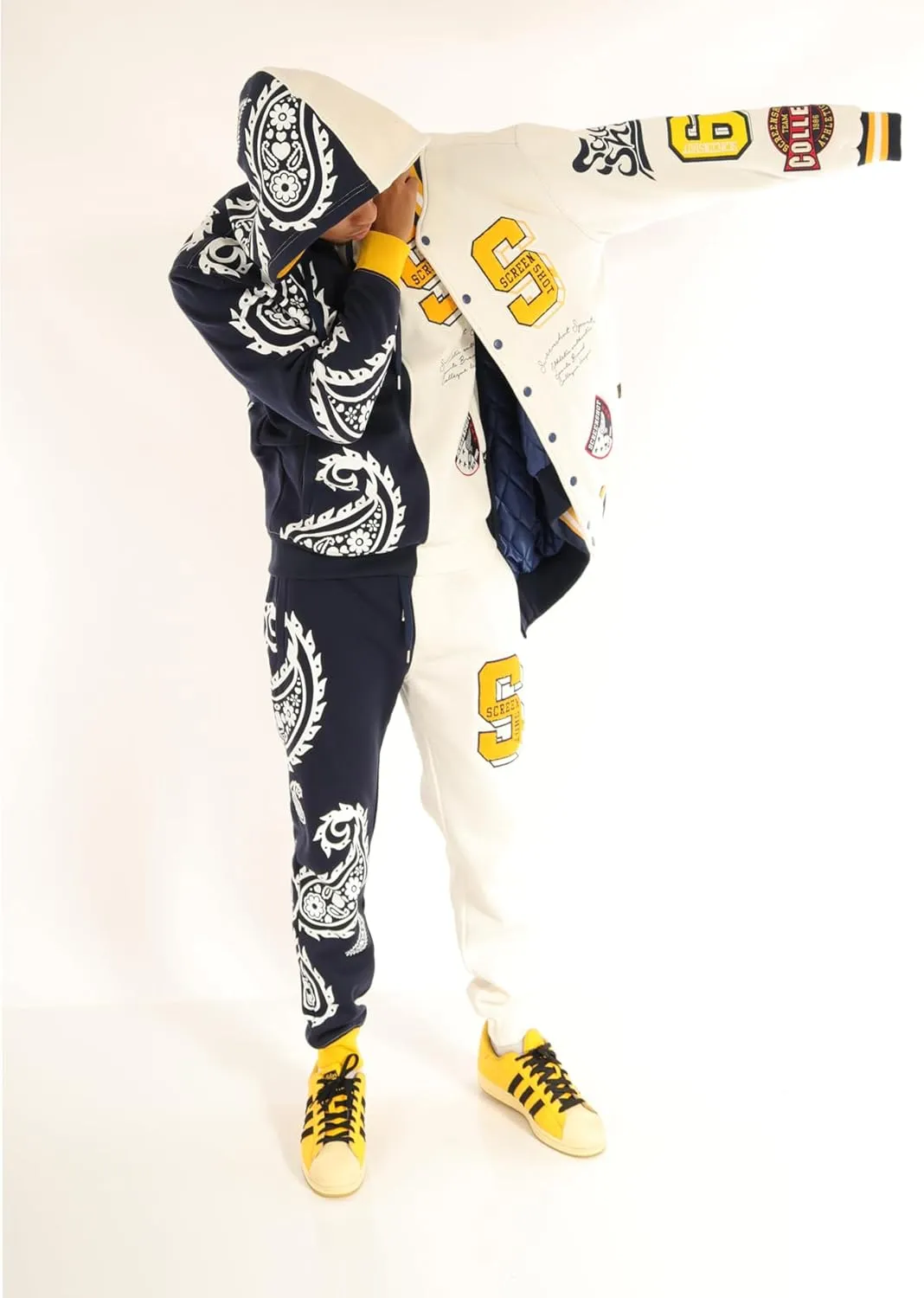 SCREENSHOT VARSITY JACKET 3202 Mens Streetwear Urban Padding Quilted Linning Heavy Fashion Jacket