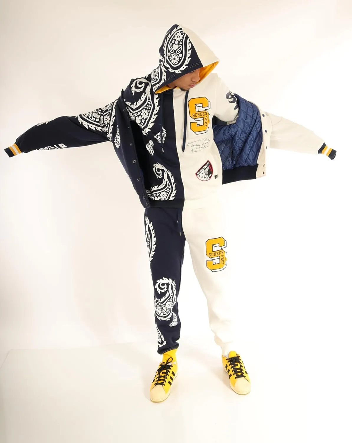 SCREENSHOT VARSITY JACKET 3202 Mens Streetwear Urban Padding Quilted Linning Heavy Fashion Jacket