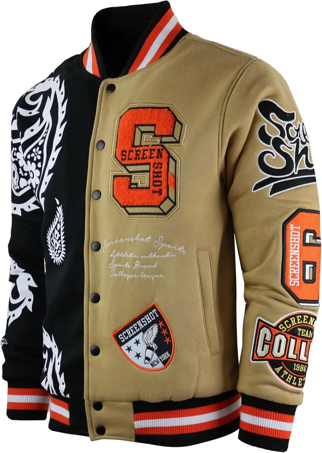 SCREENSHOT VARSITY JACKET 3202 Mens Streetwear Urban Padding Quilted Linning Heavy Fashion Jacket