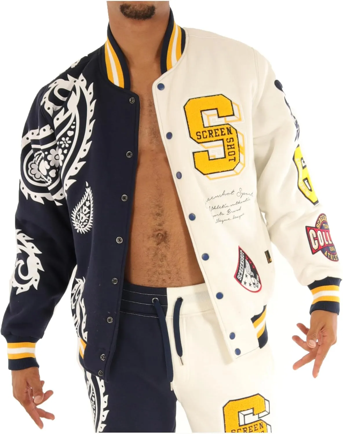 SCREENSHOT VARSITY JACKET 3202 Mens Streetwear Urban Padding Quilted Linning Heavy Fashion Jacket