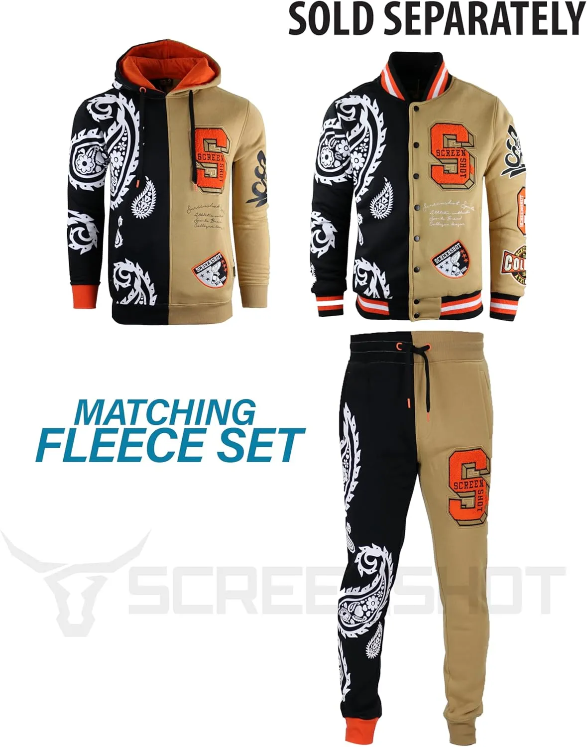 SCREENSHOT VARSITY JACKET 3202 Mens Streetwear Urban Padding Quilted Linning Heavy Fashion Jacket