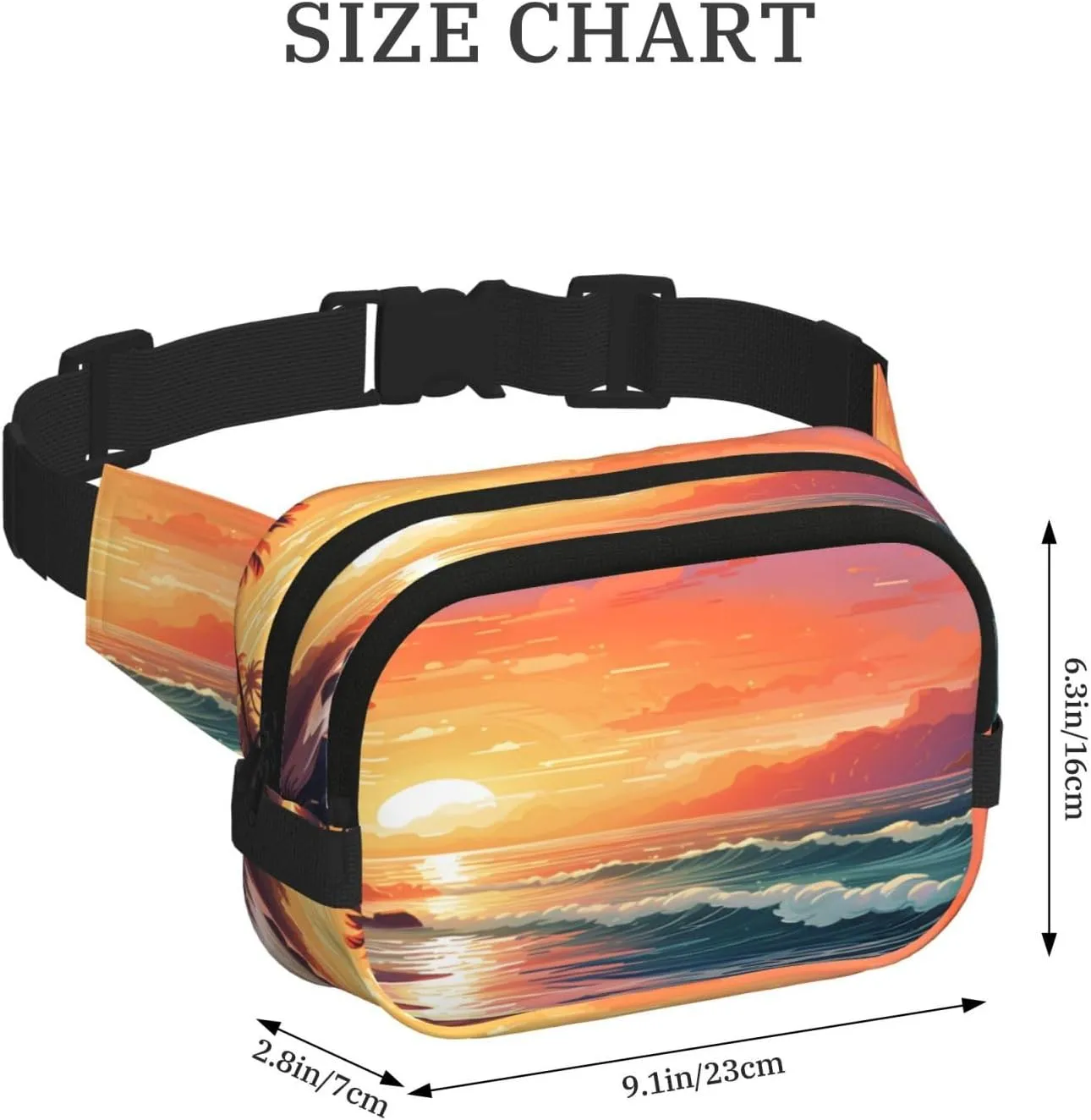 Sea Ocean Tropical Leaf Funny Pack Waist Pack for Women Men, Double Layer Pack for Workout Running Travelling