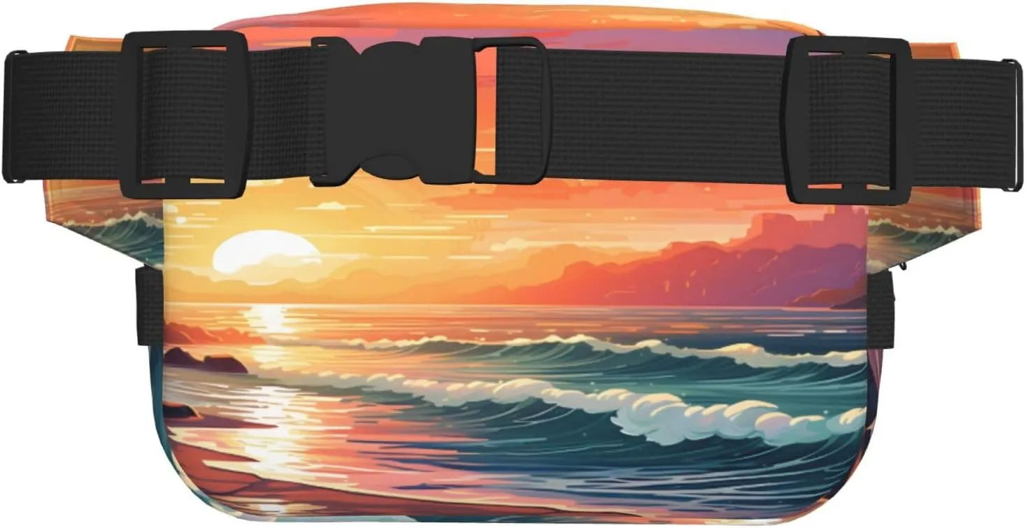 Sea Ocean Tropical Leaf Funny Pack Waist Pack for Women Men, Double Layer Pack for Workout Running Travelling