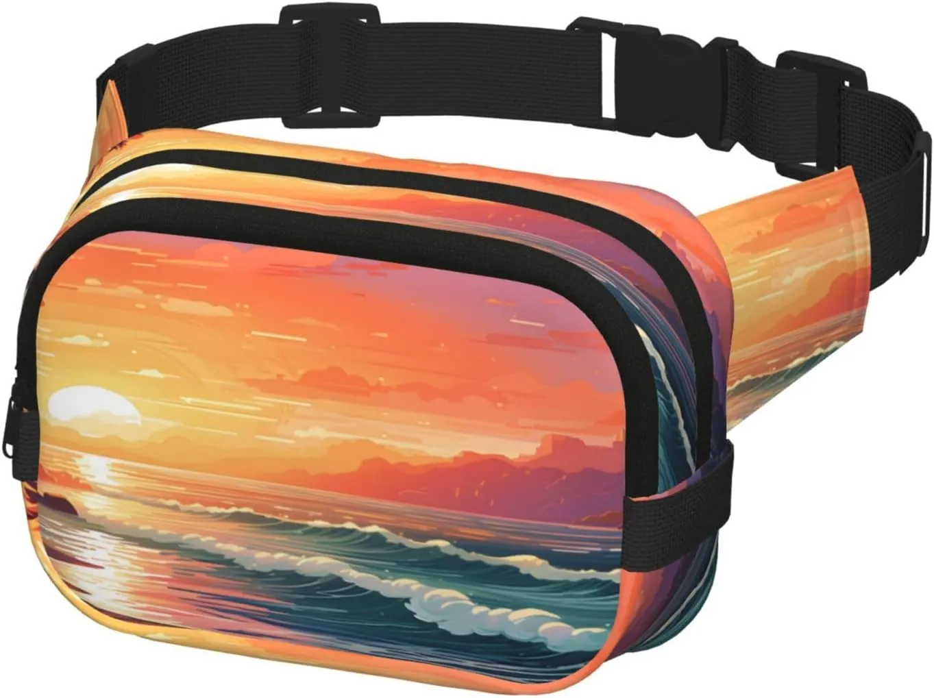 Sea Ocean Tropical Leaf Funny Pack Waist Pack for Women Men, Double Layer Pack for Workout Running Travelling