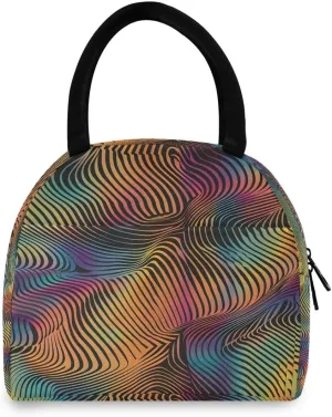 senya Lunch Bag Tote Bag Picnic Travel Cooler Lunch Holder Yellow Stripe Graffiti Lunch Handbags Box