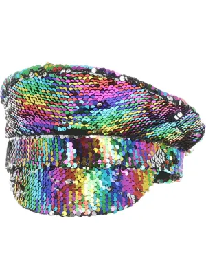 Sequined Rainbow Adults Captains Costume Hat