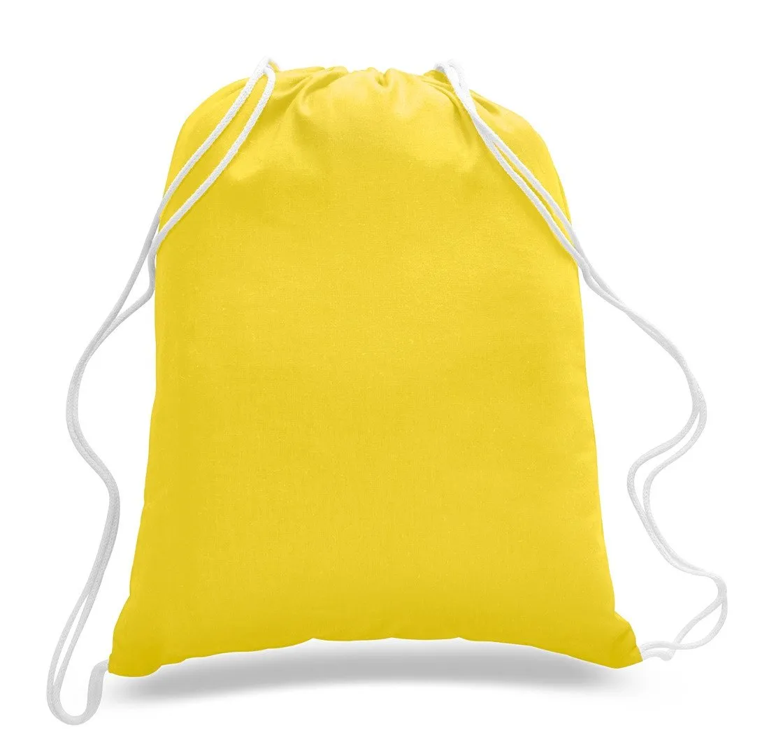 Set of 100 - High Quality Canvas Drawstring Bag Cinch Packs- Blank BPK388