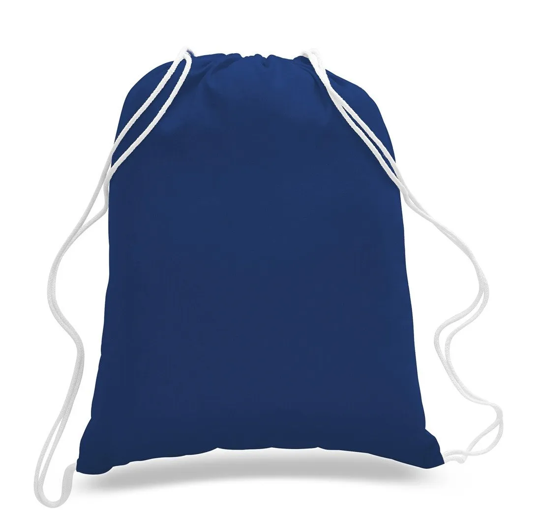 Set of 100 - High Quality Canvas Drawstring Bag Cinch Packs- Blank BPK388