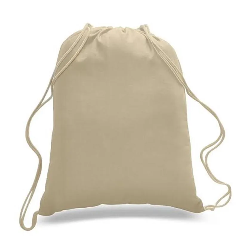 Set of 100 - High Quality Canvas Drawstring Bag Cinch Packs- Blank BPK388