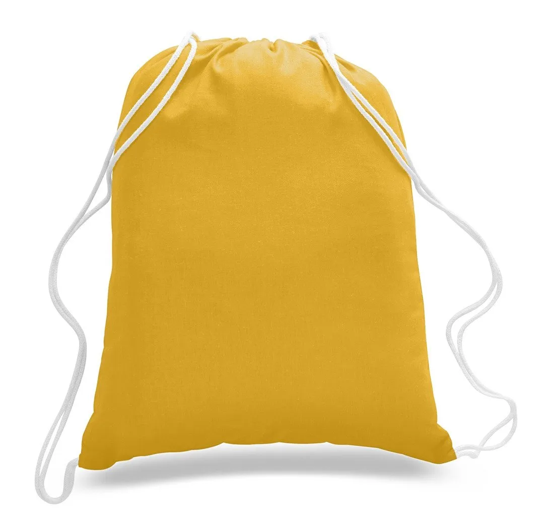 Set of 100 - High Quality Canvas Drawstring Bag Cinch Packs- Blank BPK388