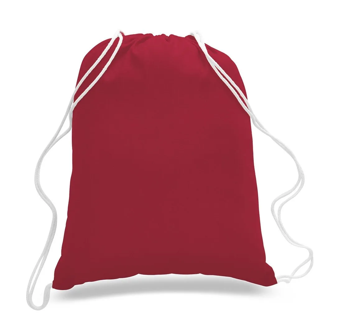 Set of 100 - High Quality Canvas Drawstring Bag Cinch Packs- Blank BPK388