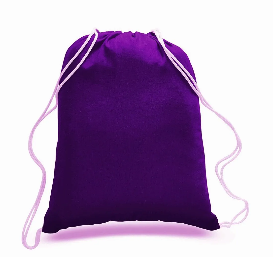 Set of 100 - High Quality Canvas Drawstring Bag Cinch Packs- Blank BPK388