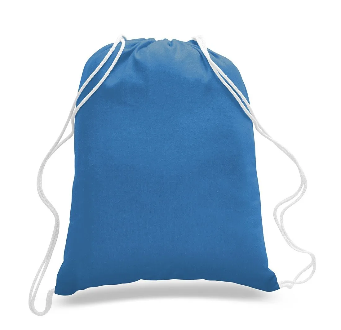 Set of 100 - High Quality Canvas Drawstring Bag Cinch Packs- Blank BPK388