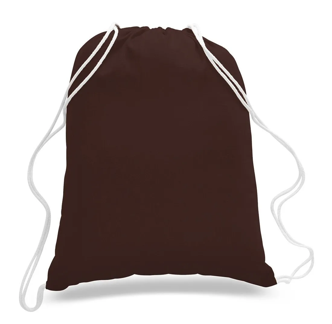 Set of 100 - High Quality Canvas Drawstring Bag Cinch Packs- Blank BPK388
