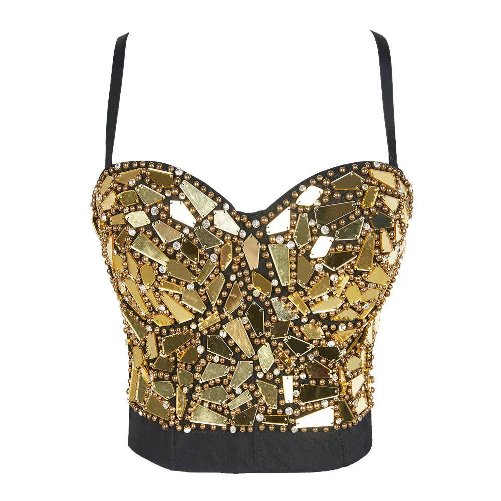 Shattered Glass or Sequined Mirror Corset