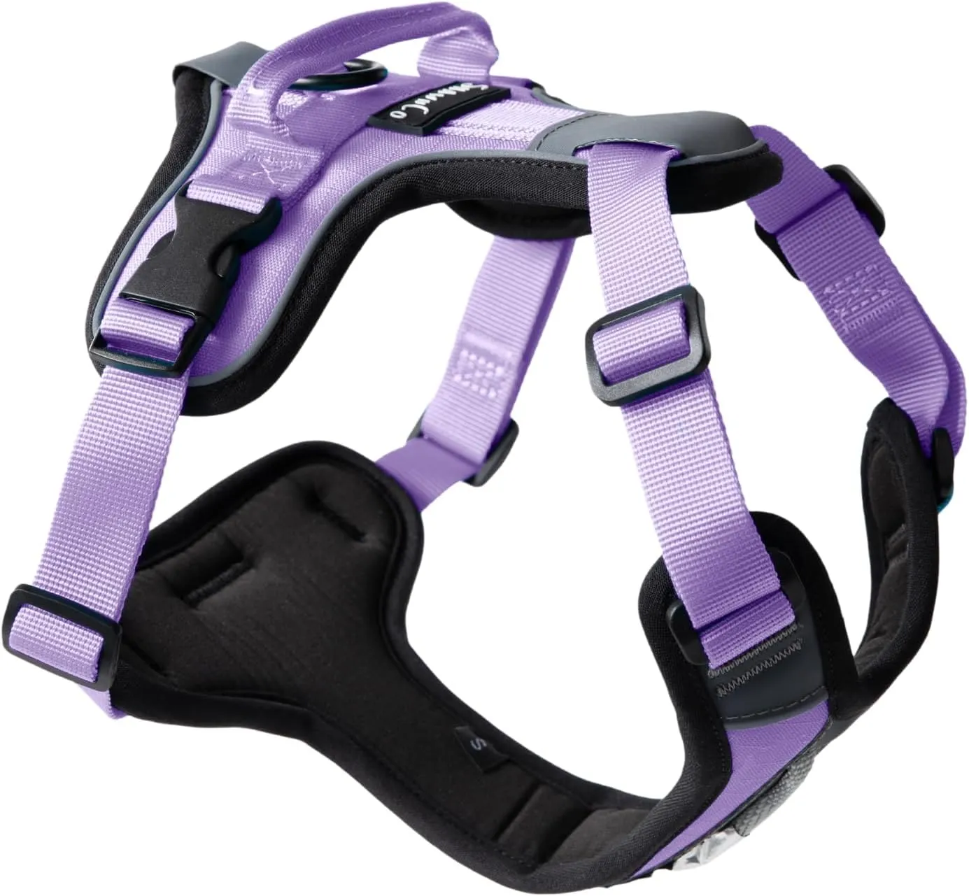 ShawnCo Basecamp Dog Harness, No-Pull Pet Vest with 3 Leash Clips, Padded, Reflective, Lightweight and Adjustable Harness with Handle for Small, Medium and Large Dogs (ICY Lilac, M)