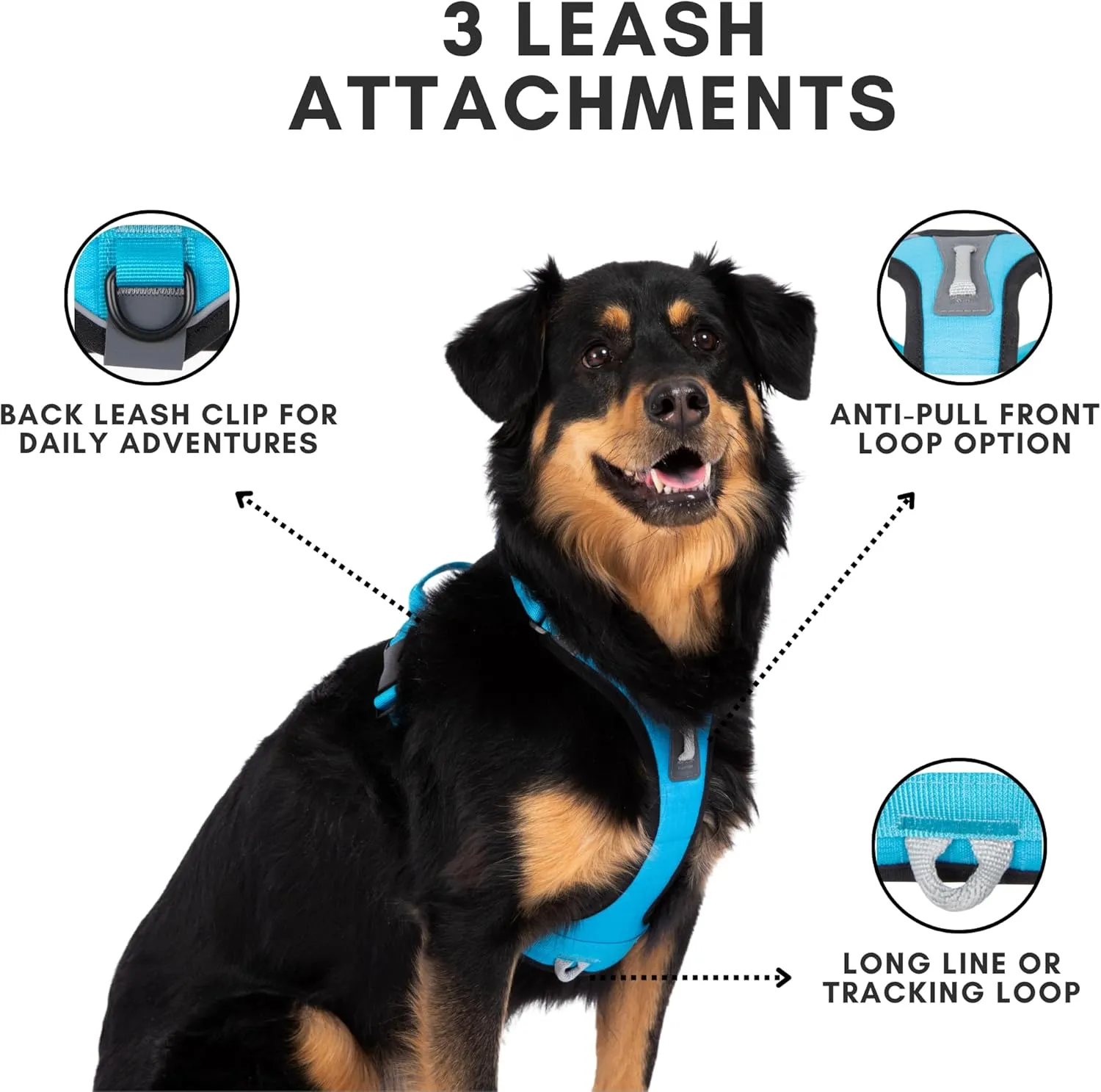 ShawnCo Basecamp Dog Harness, No-Pull Pet Vest with 3 Leash Clips, Padded, Reflective, Lightweight and Adjustable Harness with Handle for Small, Medium and Large Dogs (ICY Lilac, M)