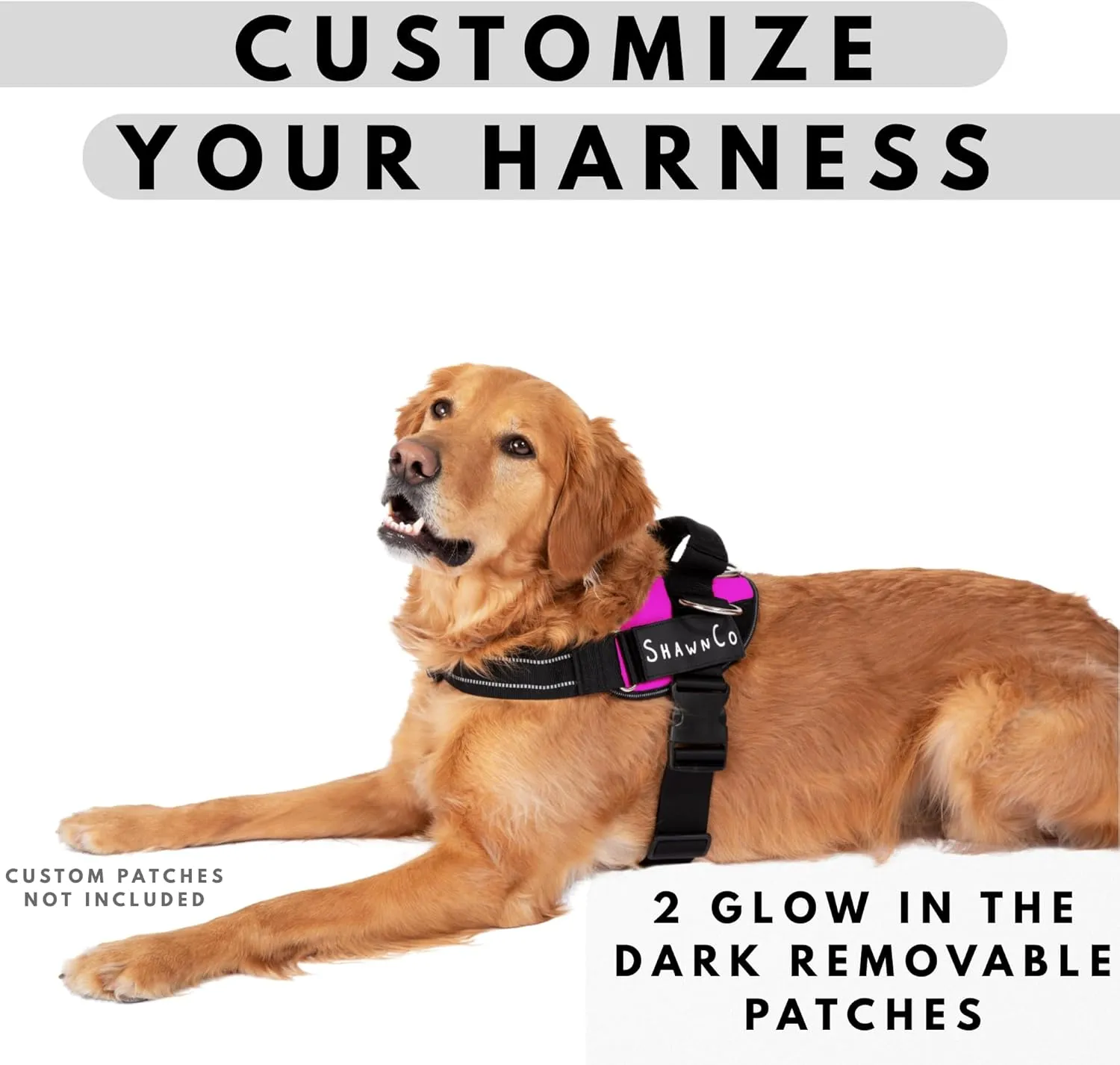 ShawnCo Essential Pro Dog Harness, No-Pull Pet Vest with 3 Leash Clips and Removable, Reflective Side Patches, Adjustable and Padded Harness for Small, Medium and Large Dogs (Orchid, M)
