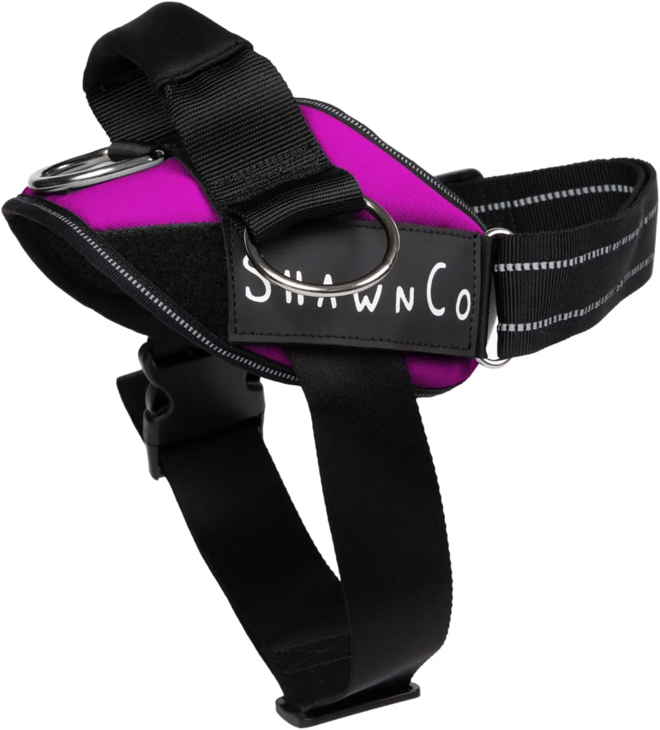 ShawnCo Essential Pro Dog Harness, No-Pull Pet Vest with 3 Leash Clips and Removable, Reflective Side Patches, Adjustable and Padded Harness for Small, Medium and Large Dogs (Orchid, M)