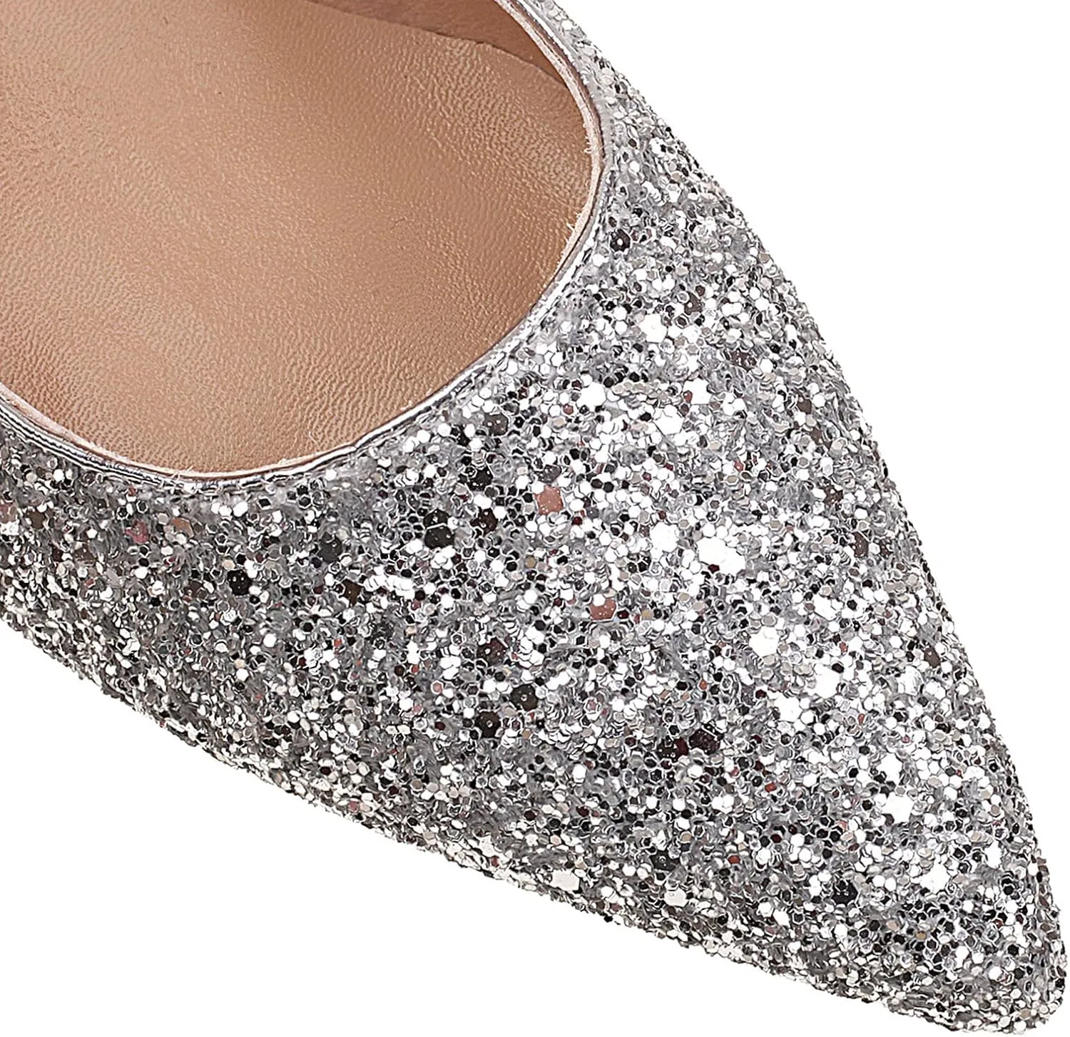 SHEMEE Women's Sequin Kitten Heel Wedding Pumps Pointed Toe Sparkly Party Wear Glitter Bridal Shoes