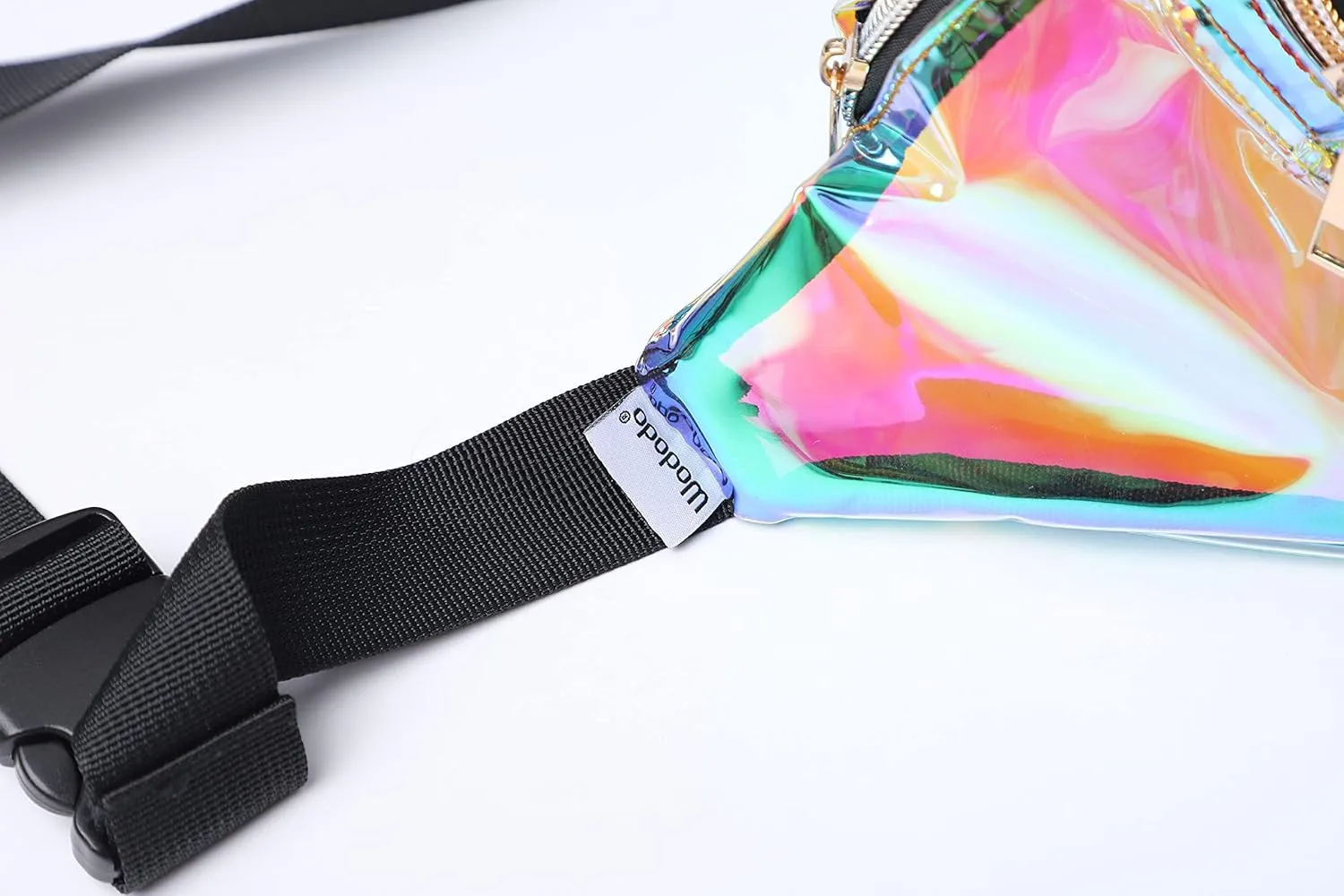 Shiny Neon Fanny Bag for Women Rave Festival Hologram Bum Travel Waist Pack (Clear Iridescent)