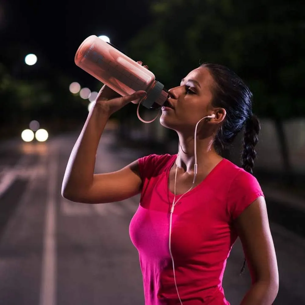SHOKE 1 Liter Water Bottle, 32oz BPA Free Non-Toxic Tritan Wide Mouth Leakproof Large Sports Water Bottles with Handle, Gym Space Cup For Fitness Yoga Workouts Hiking for Mother's Day