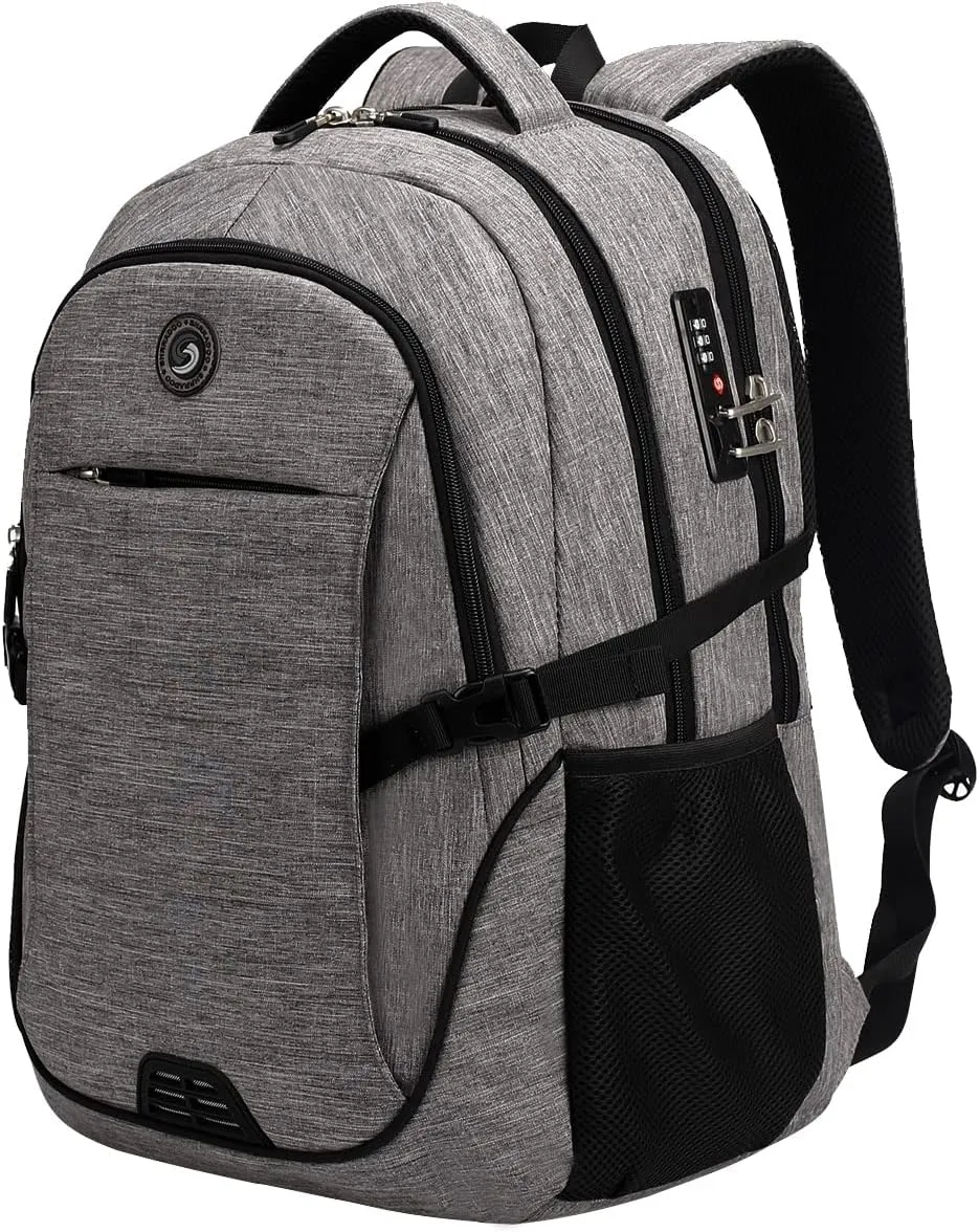 SHRRADOO Anti Theft Laptop Backpack Travel Backpacks with usb Charging Port for Women Men College Backpack Computer Bag Fits 17 Inch Laptop,Black