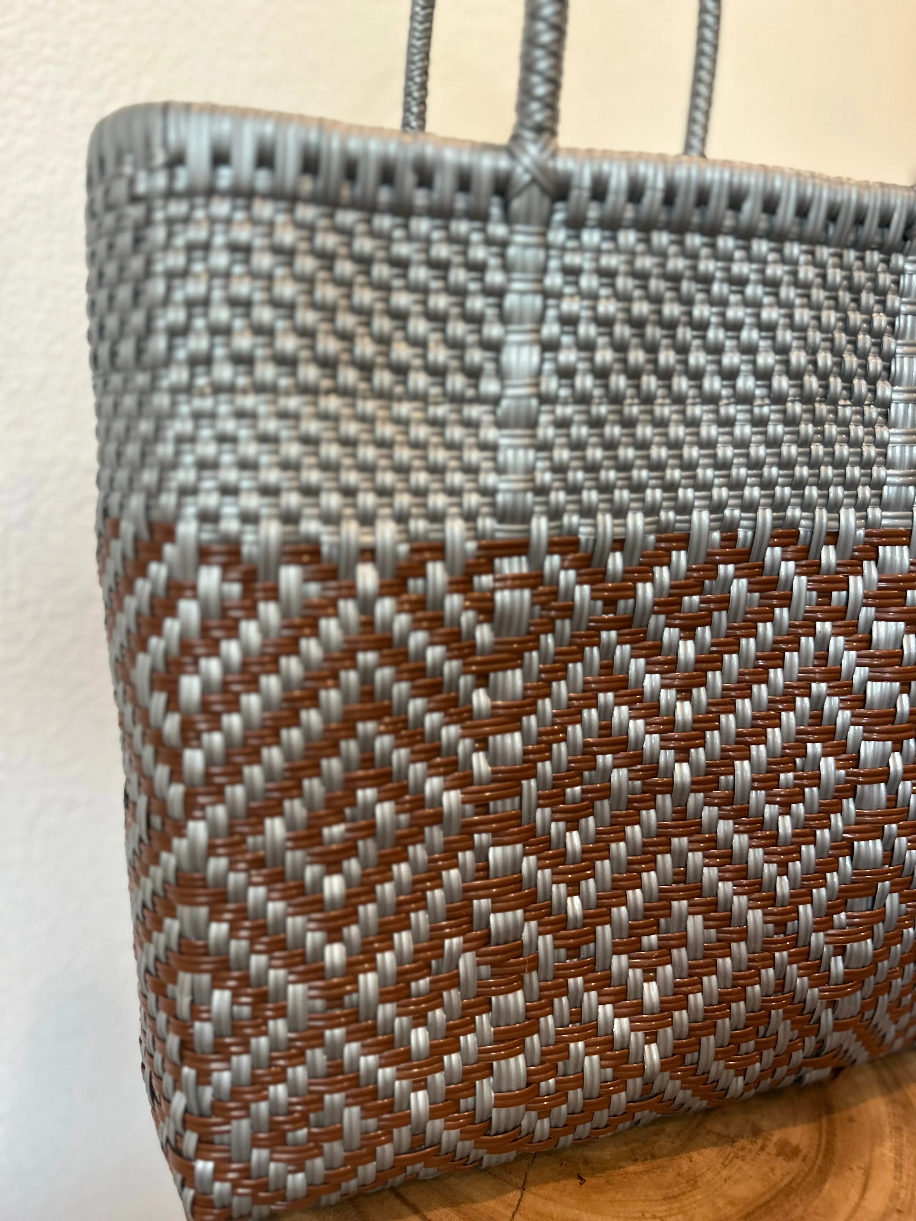 Silver and Bronze Woven Tote