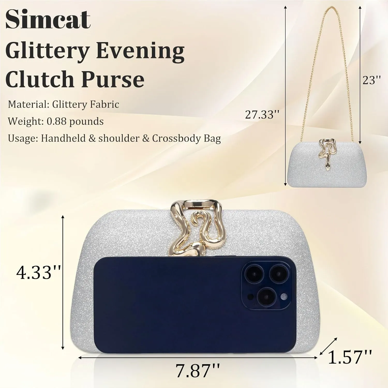 Simcat Glitter Clutch Purses for Women Elegant Evening Bag for Parties, Weddings and Formal Events