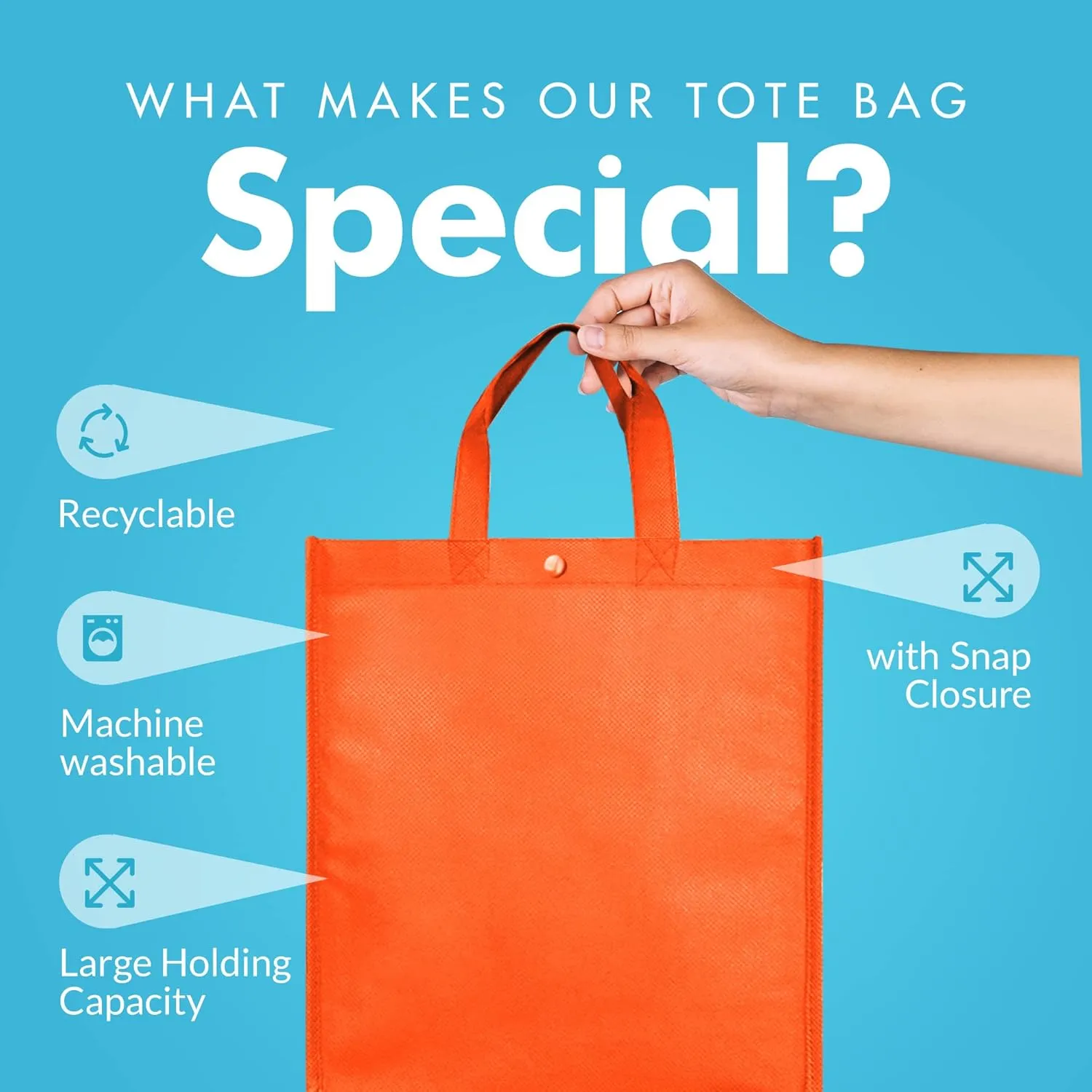 Simply Green Solutions - Reusable Grocery Bags, Durable Tote Bags, Shopping Bags for Groceries, Utility Tote, Reusable Gift Bags With Handles, 14 x 16.5 x 6, 10 Color Variety, Pack of 10