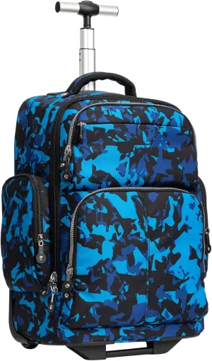SKYMOVE 20 inches Big Storage Multifunction Travel Wheeled Rolling Backpack Luggage Books Laptop Bag, Blue
