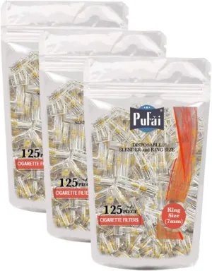 Slender Cigarette Filters Tar Blocker Compatible 7mm King Size 375 Pieces 3 Packs