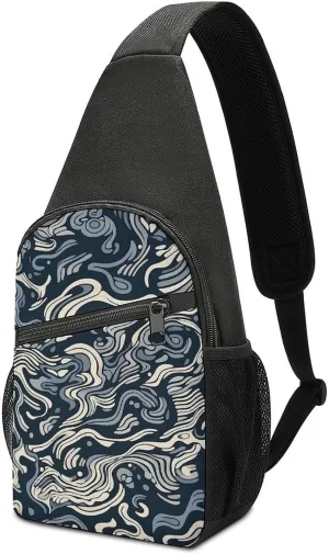 Sling Backpack for Women Men Crossbody Chest Bag Travel Complex Background Daypack Shoulder Bag for Hiking